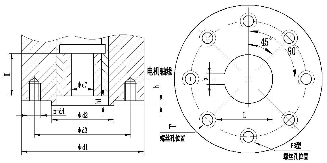 Q型角行程電動執(zhí)行器連接尺寸圖